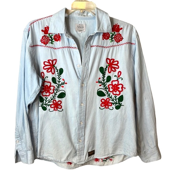 fuct Other - FUCT SSDD Chainstich Chambray Western Button Down Shirt